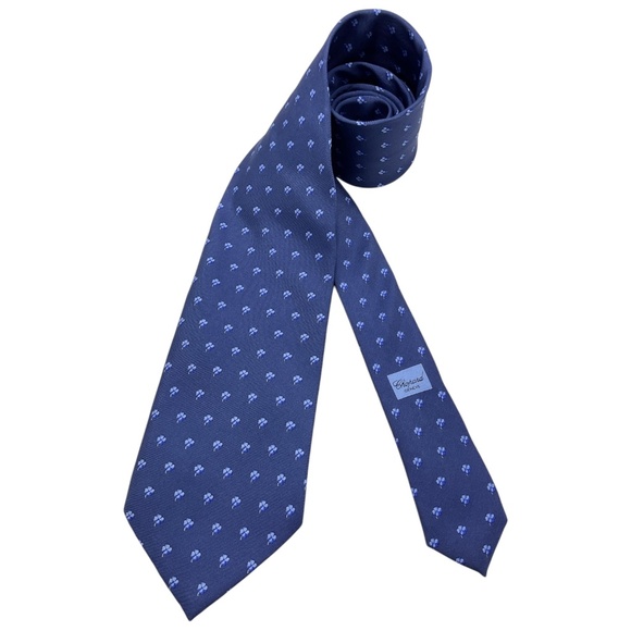 CHOPARD Blue Floral Silk LUXURY Tie ITALY - Picture 1 of 5